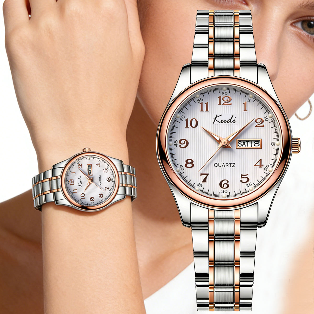 Luxury Watch Moon Phase - Business Trend Girls Watch Steel Band