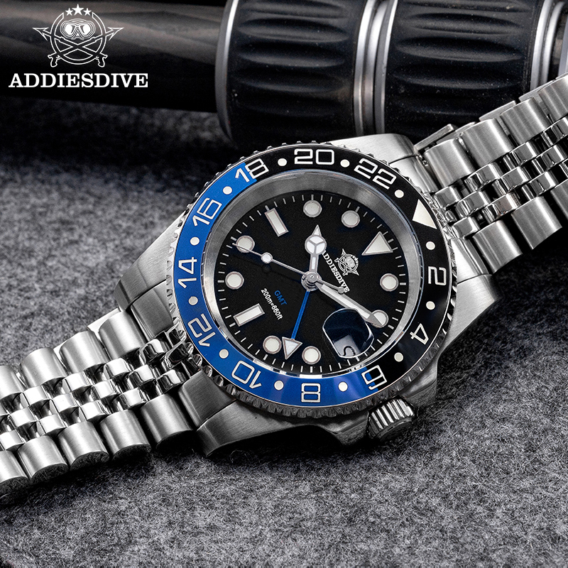 Luxury Watch German - ADDIESDIVE AD2050 Luxury GMT Watch Stainless