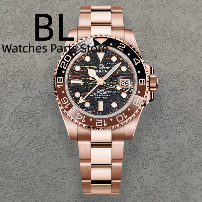 Luxury Watch German - BLIGER 40mm Full Rose GMT NH34