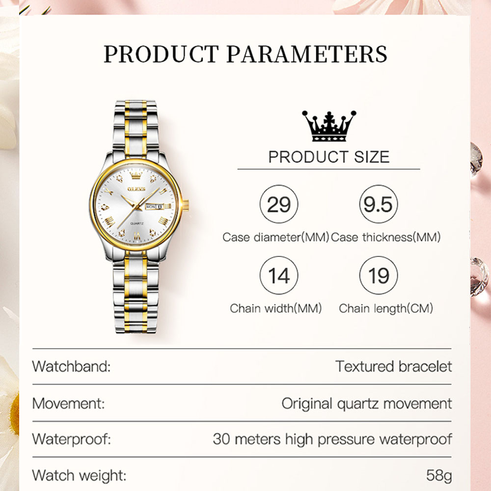 OLEVS 5563 New Fashion Women Q - مراجعة Luxury Watch Moon Phase وسعره