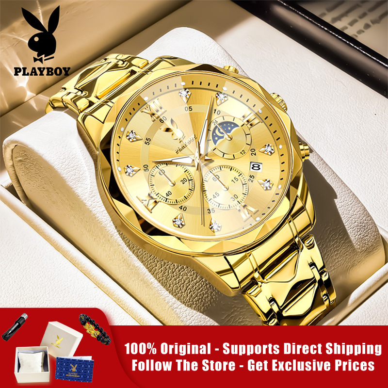 PLAYBOY 3088 Brand original au - مراجعة Luxury Watch Moon Phase وسعره