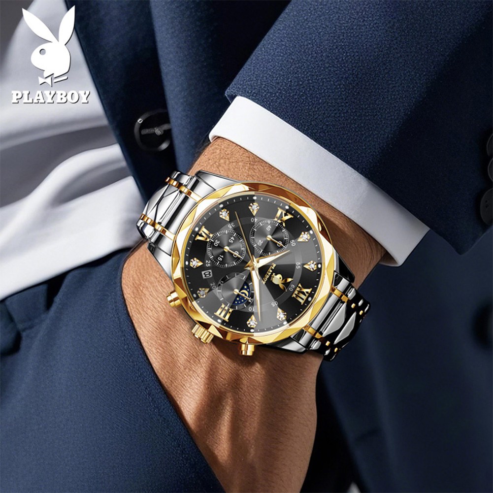 PLAYBOY 3088 Brand original au - مراجعة Luxury Watch Moon Phase وسعره