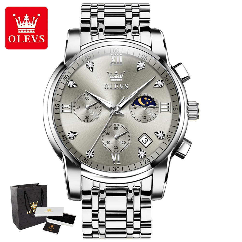 OLEVS 2858 Quartz Watch for Me - مراجعة Luxury Watch Moon Phase وسعره