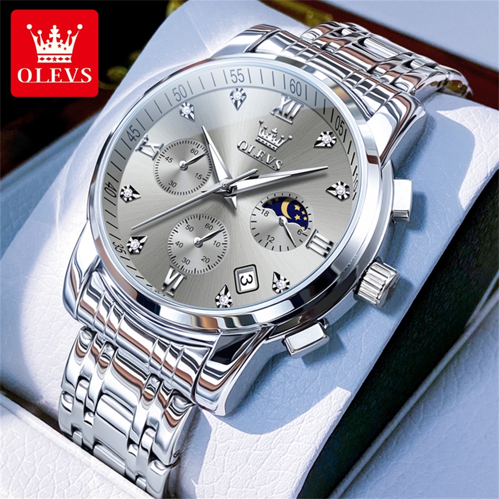 OLEVS 2858 Quartz Watch for Me - مراجعة Luxury Watch Moon Phase وسعره