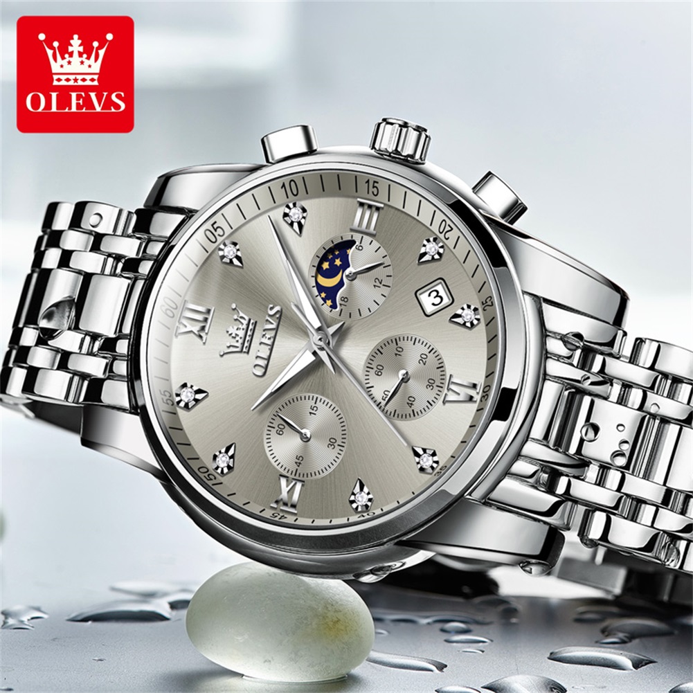OLEVS 2858 Quartz Watch for Me - مراجعة Luxury Watch Moon Phase وسعره