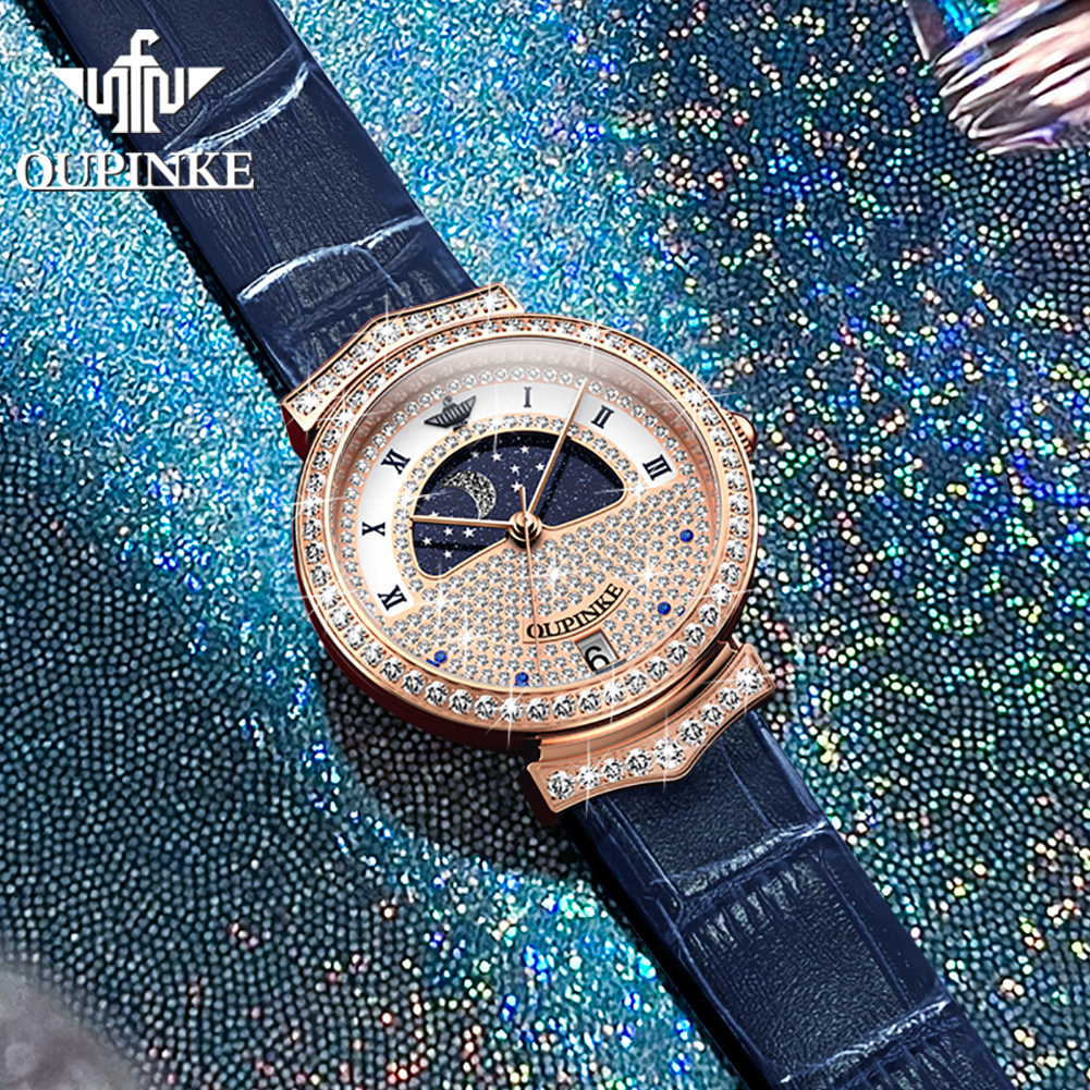 OUPINKE 3216 Woman Watch Water - مراجعة Luxury Watch Moon Phase وسعره