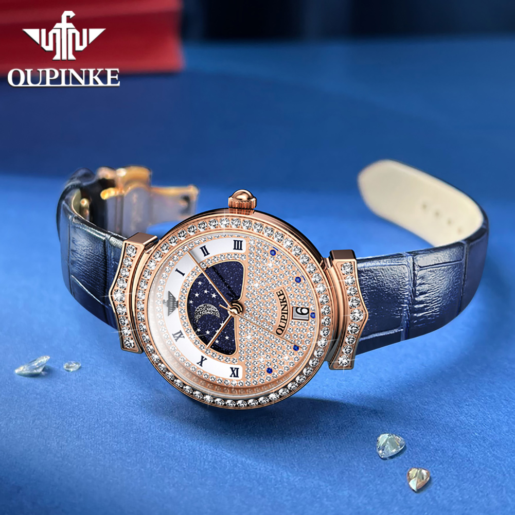 OUPINKE 3216 Woman Watch Water - مراجعة Luxury Watch Moon Phase وسعره