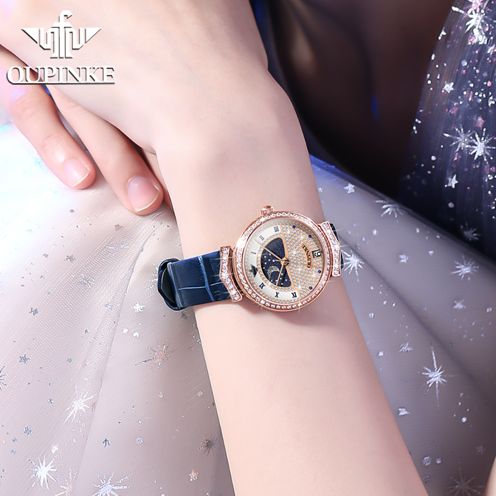 OUPINKE 3216 Woman Watch Water - مراجعة Luxury Watch Moon Phase وسعره