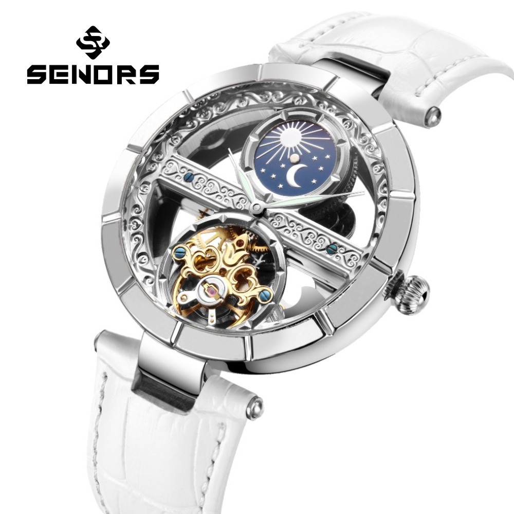 Luxury Women's Waterproof Skel - مراجعة Luxury Watch Moon Phase وسعره