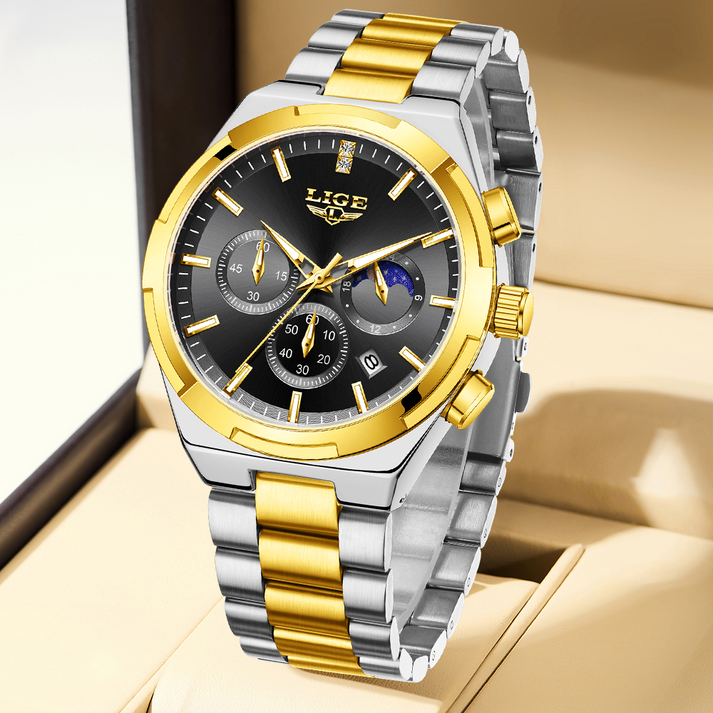 LIGE Classic Business Man Watc - مراجعة Luxury Watch Moon Phase وسعره