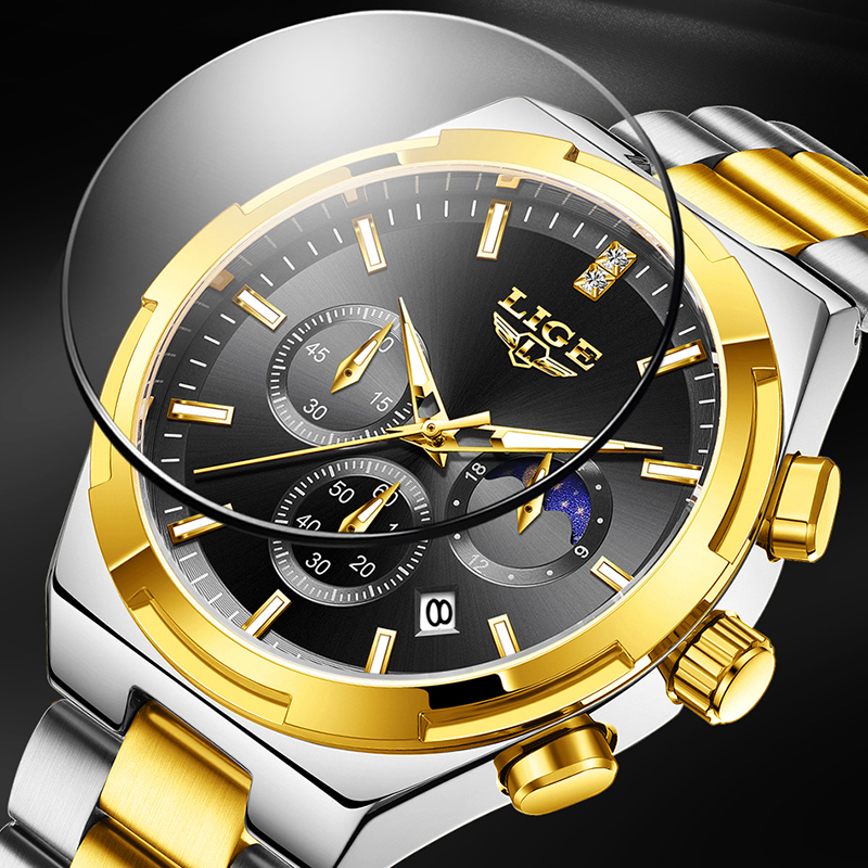 LIGE Classic Business Man Watc - مراجعة Luxury Watch Moon Phase وسعره