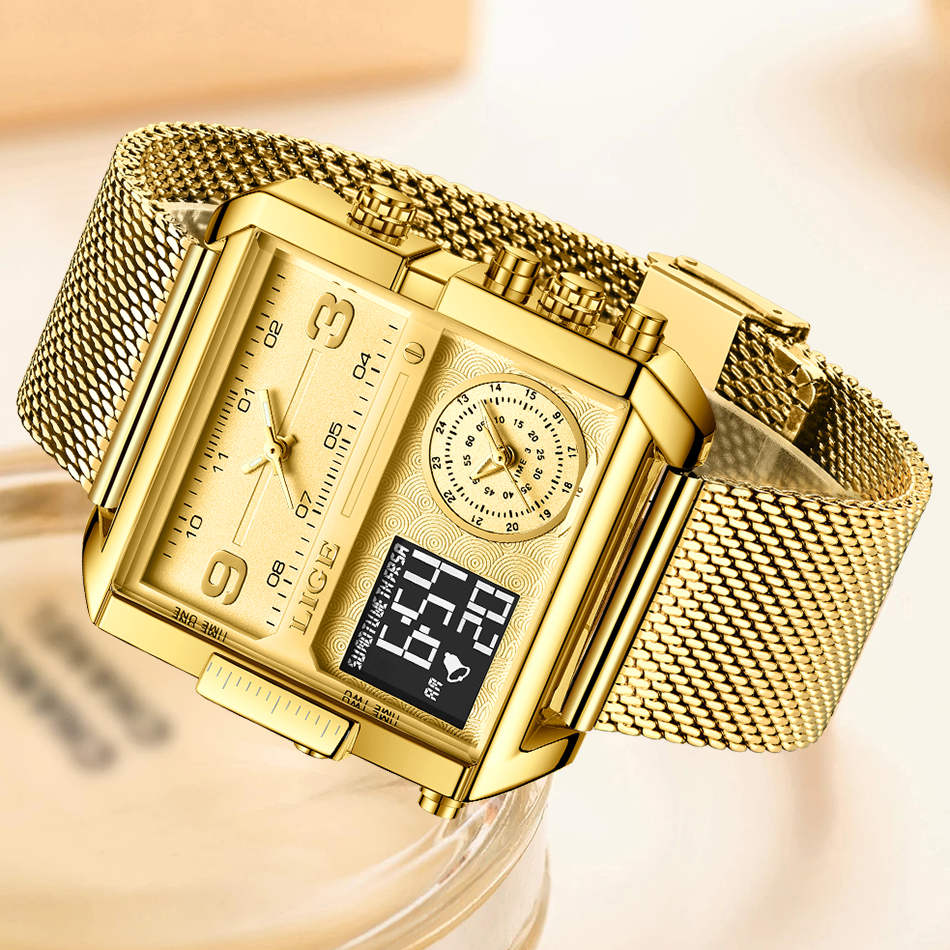 LIGE 2026 Fashion Dual Display - مراجعة Luxury Watch Moon Phase وسعره