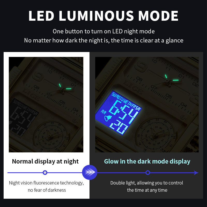 LIGE 2026 Fashion Dual Display - مراجعة Luxury Watch Moon Phase وسعره