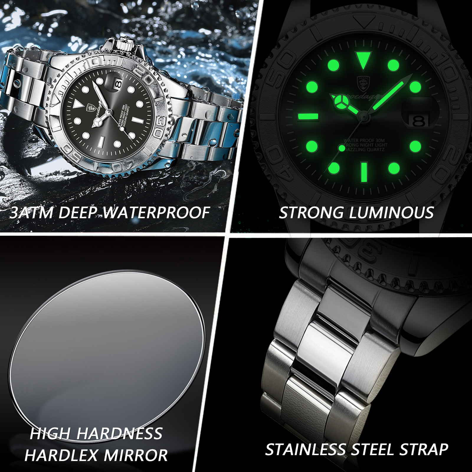 POEDAGAR Trendy Sport Man Watc - مراجعة Luxury Watch And Bracelet وسعره