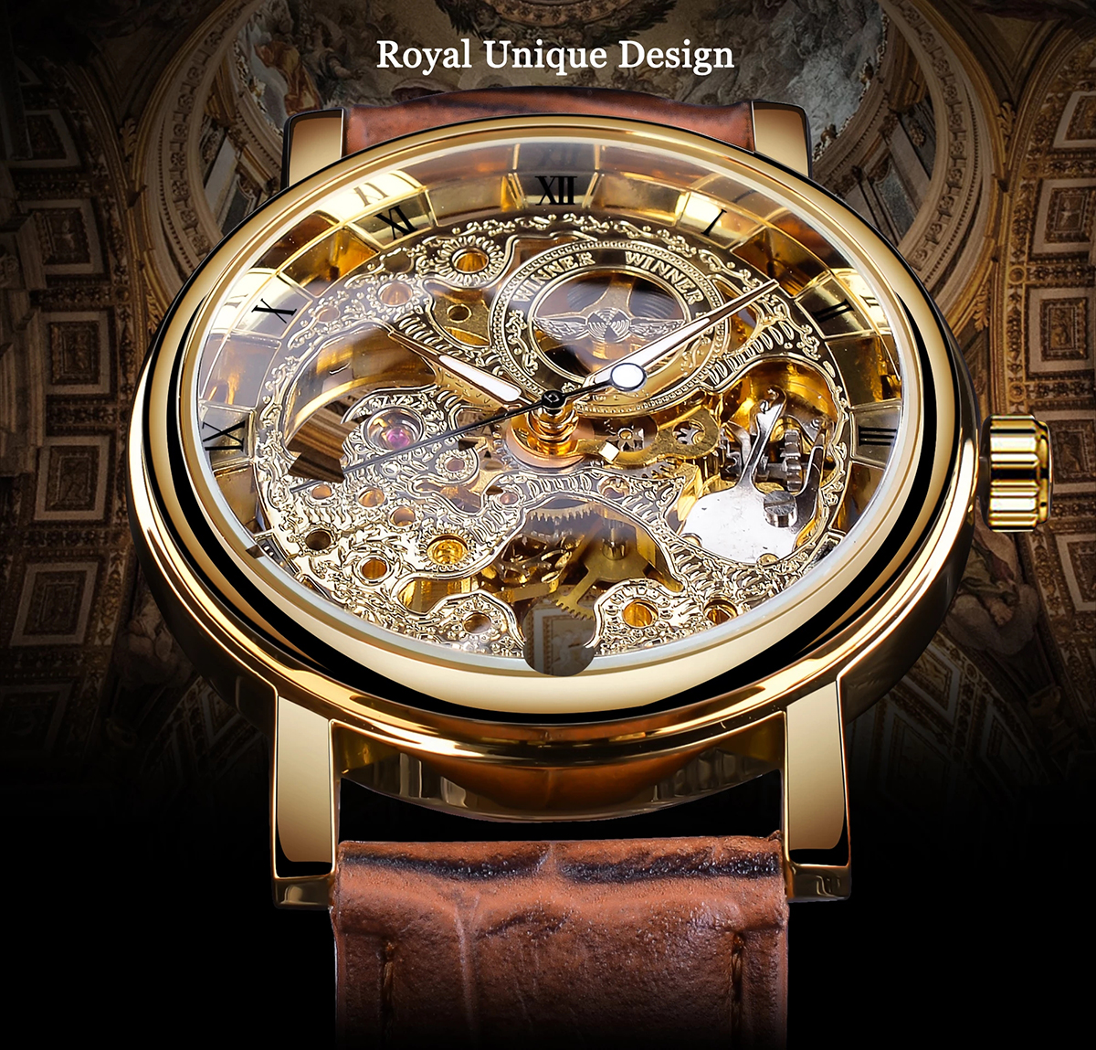 Winner Luxury Gold Skeleton Wa - مراجعة Luxury Watch And Price وسعره