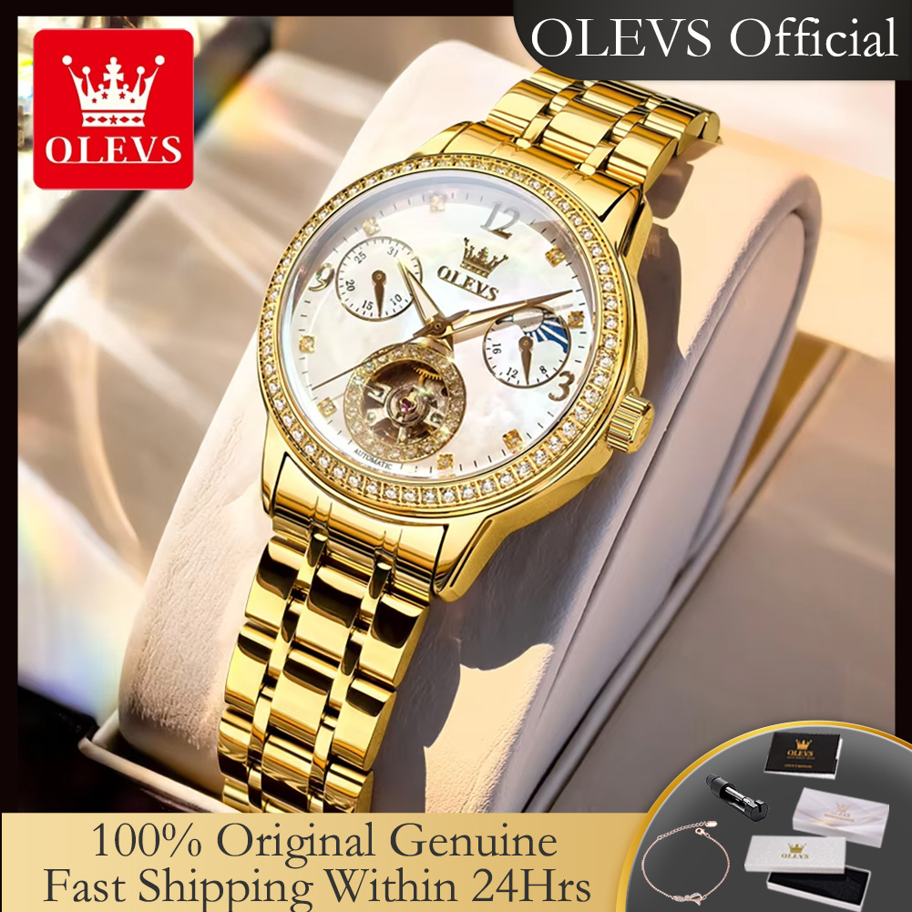 OLEVS 6750 Automatic Woman Wat - مراجعة Luxury Watch Moon Phase وسعره