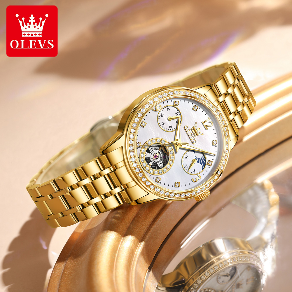 OLEVS 6750 Automatic Woman Wat - مراجعة Luxury Watch Moon Phase وسعره