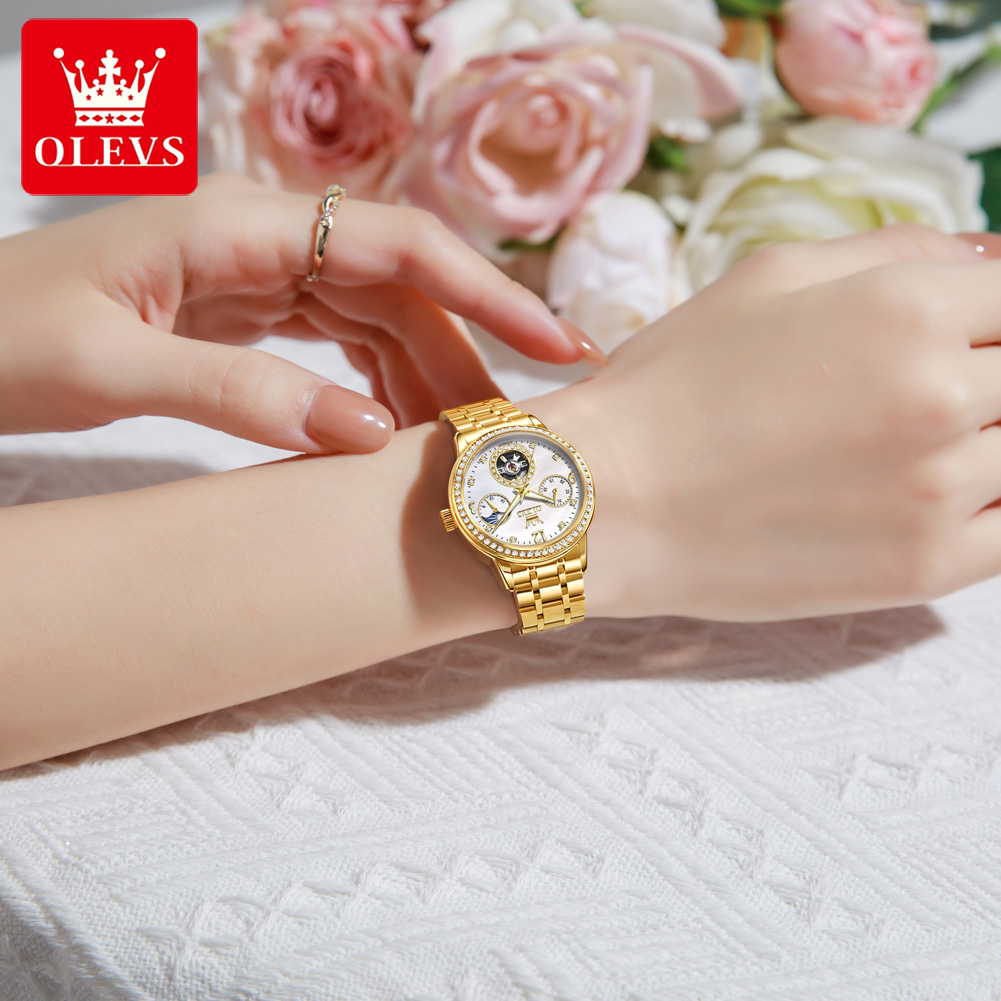 OLEVS 6750 Automatic Woman Wat - مراجعة Luxury Watch Moon Phase وسعره