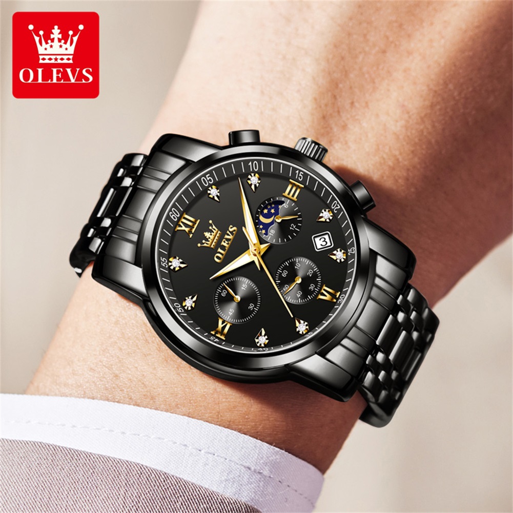 OLEVS Popular men's watches st - مراجعة Luxury Watch Moon Phase وسعره