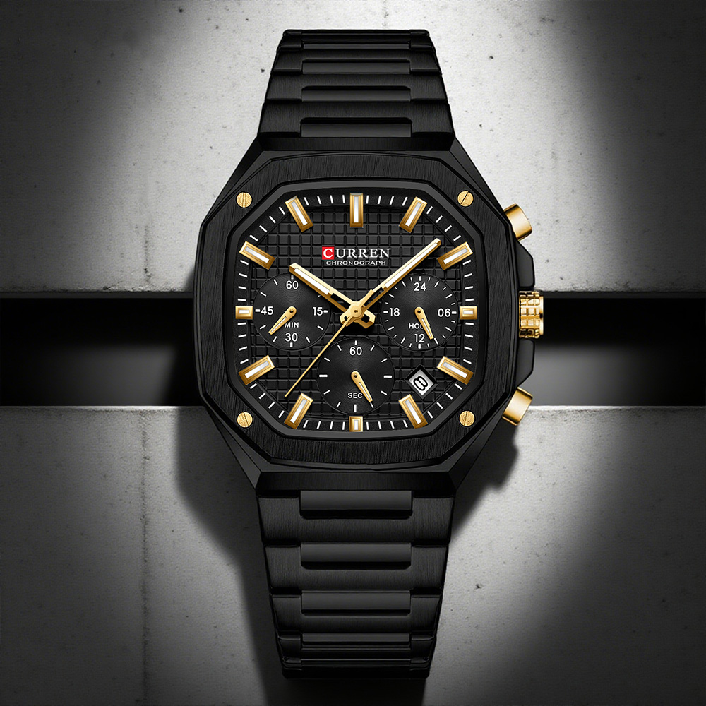 CURREN Luxury Square Chrono Wa - مراجعة Luxury Watch And Bracelet وسعره